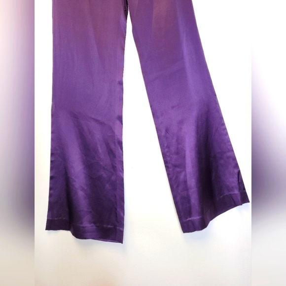 Michelle Farmer Silk Charmeuse Pants In Plum Size X-Small - Picture 10 of 16